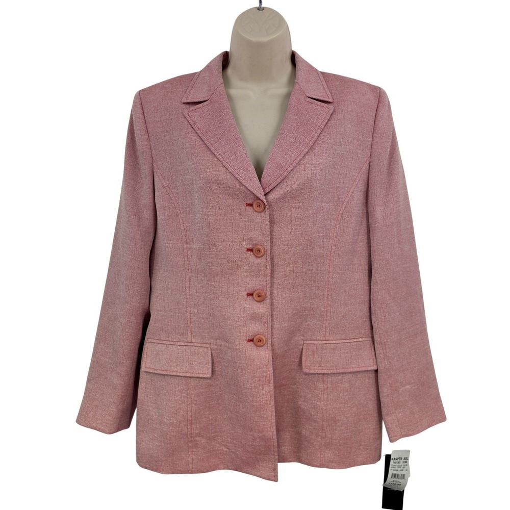 Le Suit Blazer Women 12 Pink Textured Lined Jacket Workwear Career Office Spring